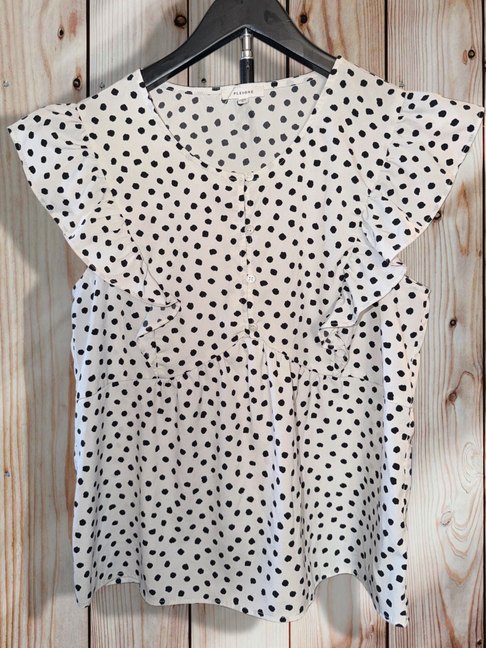 White Polka Dot Ruffle Sleeve Blouse